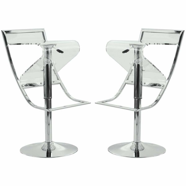 Kd Americana 16.25 x 17.75 in. Napoli Transparent Acrylic Bar & Counter Stool Clear - Set of 2 KD2609695
